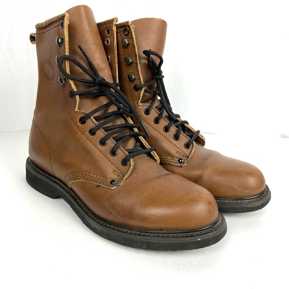 Vintage Carolina Genuine Leather Logger Boots Size 7 - Picture 1 of 16